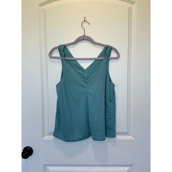 Bobeau Sage Green Knotted Strap V-Neck Tank Top Size Medium - Picture 2 of 6